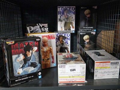 Lot 1504 - Cage containing 10 various anime figures incl....