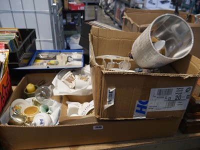 Lot 1549 - Shallow box containing assorted china ware...