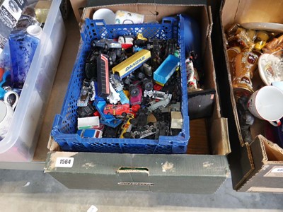Lot 1564 - Tray containing various play worn die cast and...