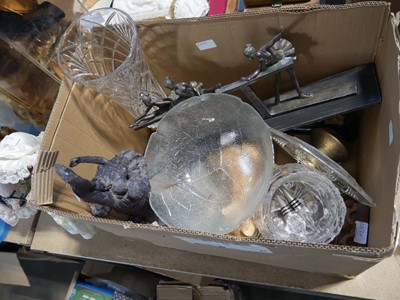 Lot 1578 - Crate containing various metalwares and...