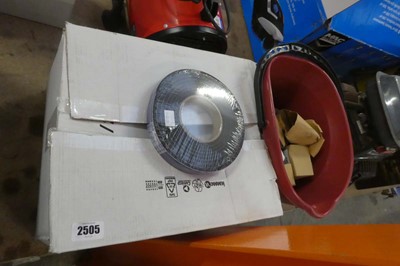 Lot 2505 - Box of foam tape with bucket of stainless...