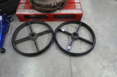 Lot 2454 - 2 cast iron vintage wheels