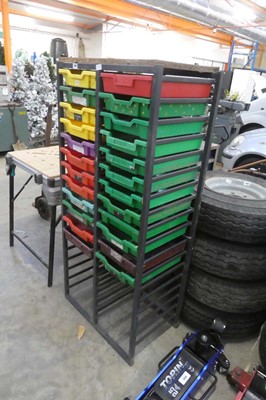 Lot 2460 - Metal framed free standing sliding tray...