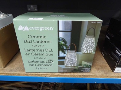 Lot 4136 - Set of two boxed Evergreen ceramic LED lanterns