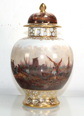 Lot 205 - A Dresden vase and cover of ovoid form...
