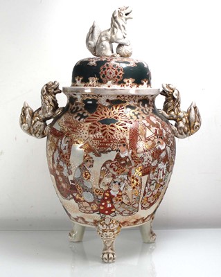 Lot 210 - A Satsuma vase and cover of typical form with...