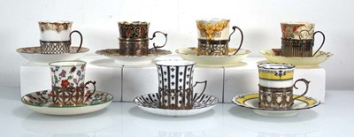 Lot 217 - Seven Royal Worcester and other coffee cans...
