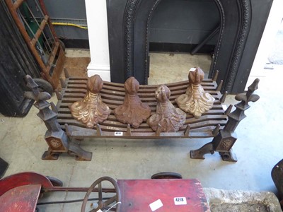 Lot 4212 - Cast iron fire basket and four cast iron...