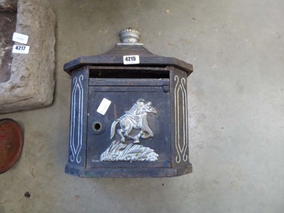 Lot 4215 - Cast iron wall mounted post box with...