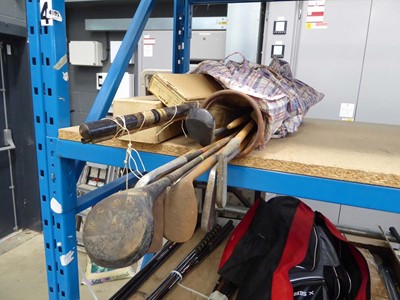 Lot 4223 - Quantity of assorted vintage golf clubs and...