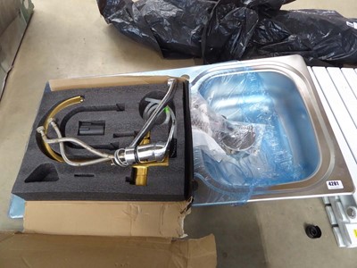 Lot 4281 - Stainless steel sink with draining board and 2...