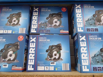 Lot 4492 - Two Ferrex cordless circular saw (no battery...