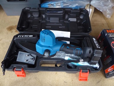 Lot 4498 - Cordless mini chainsaw with two batteries and...