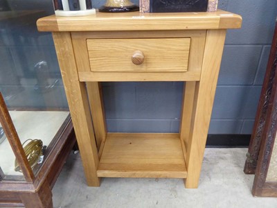 Lot 5014 - Oak side cabinet with single drawer and shelf...