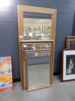 Lot 5025 - Four rectangular mirrors in gilt and natural...