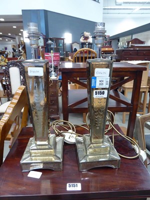 Lot 5150 - Pair of etched glass table lamps