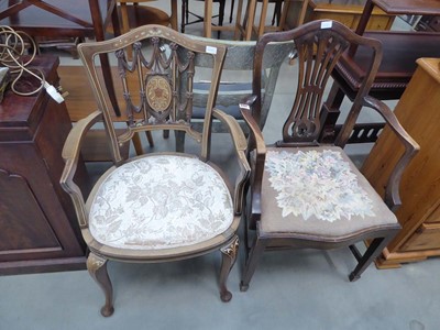 Lot 5152 - Georgian armchair with drop in seat plus an...
