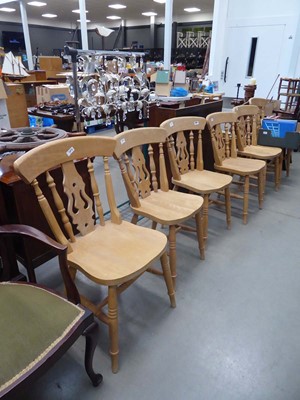 Lot 5160 - Six beech and pine dining chairs