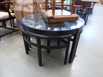 Lot 5163 - Circular painted coffee table with three...