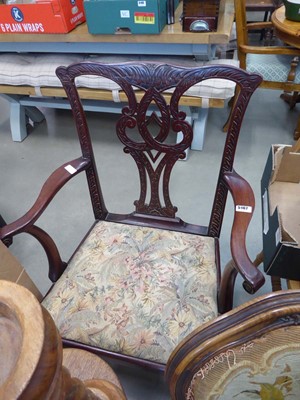 Lot 5167 - Carved Georgian armchair with drop in seat