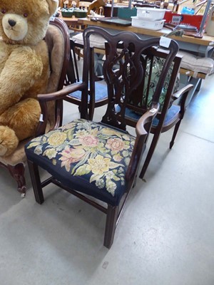 Lot 5118 - Georgian mahogany armchair with embroidered seat