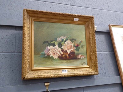 Lot 5045 - Oil on canvas 'Still life with roses'