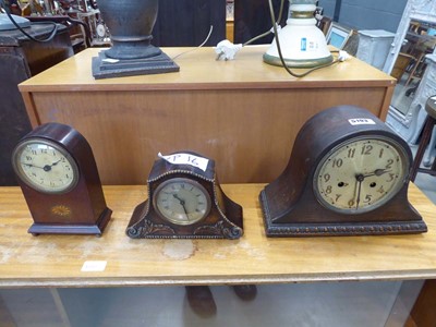 Lot 5193 - Edwardian mantel clock plus two later examples