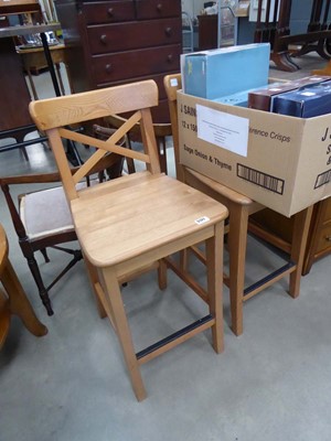 Lot 5127 - Pair of pine counter chairs