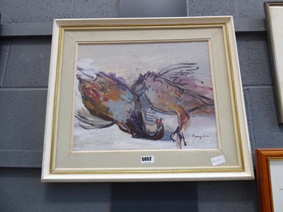 Lot 5052 - Oil on board 'Dead Partridges'