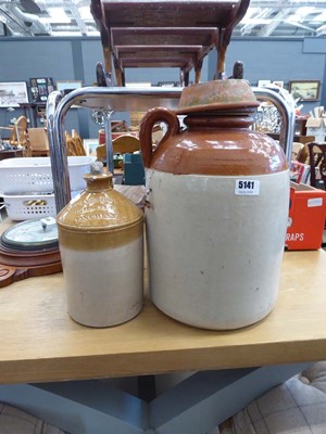 Lot 5141 - 2 x 2 tone stoneware flagons