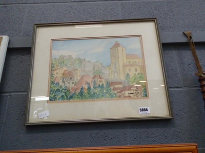 Lot 5054 - Watercolour 'French Village'