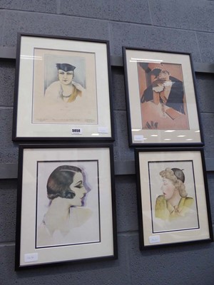 Lot 5058 - Four prints of elegant ladies