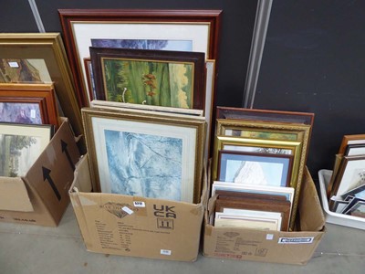 Lot 5212 - Two boxes containing paintings and prints to...