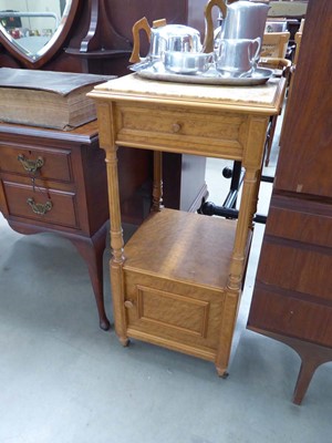 Lot 5067 - Burr walnut marble topped stand with drawer,...
