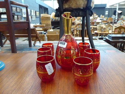 Lot 5069 - Bohemian glass decanter plus six tumblers
