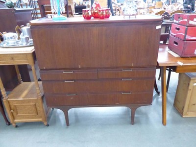 Lot 5071 - Mid century teak fall front bureau with two...