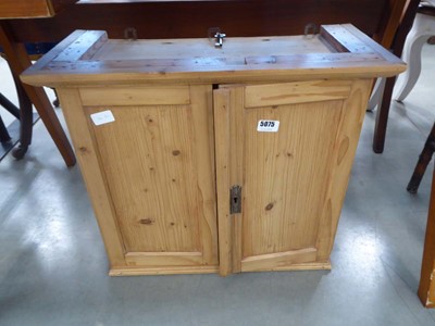Lot 5075 - Pine double door cupboard with inner drawer