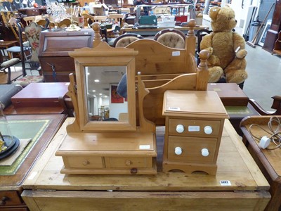 Lot 5081 - Pine magazine rack, a toilet mirror plus a...