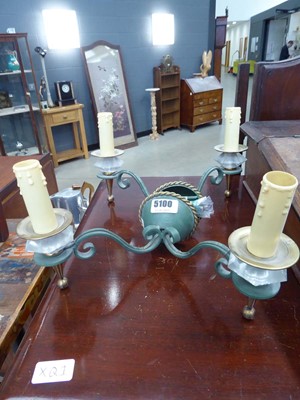 Lot 5100 - Pair of metal two branch wall lights