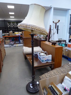 Lot 5227 - Turned wooden floor lamp with shade