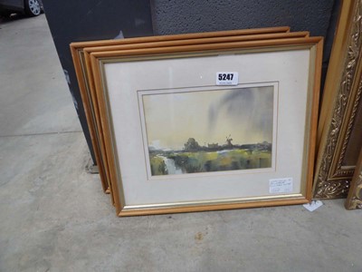 Lot 5247 - Three rural watercolours - windmill, thatched...
