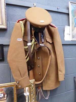 Lot 5253 - Khaki military dress jacket with Sam Brown...