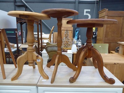 Lot 5279 - Three circular pine side tables