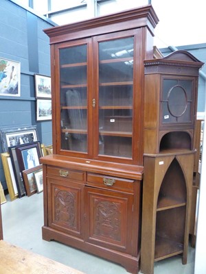 Lot 5282 - Edwardian glazed bookcase with cupboard base...