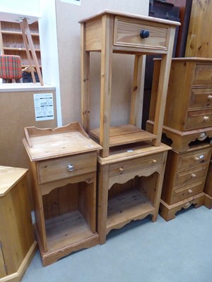 Lot 5285 - Three pine side tables plus an oak TV stand