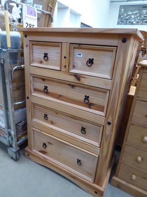 Lot 5288 - Rustic pine chest of two over three drawers