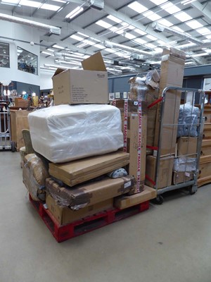 Lot 5289 - Pallet and a stillage containing furniture...