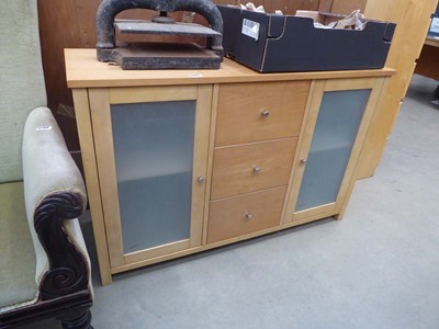 Lot 5292 - Sideboard with central drawers and glazed...