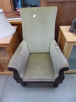 Lot 5293 - Carved Victorian upholstered armchair