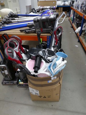 Lot 3149 - Box of Shark steam mops, vacuum cleaner parts...